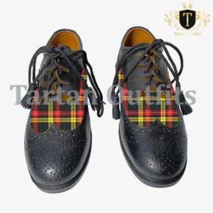 Tartan Ghillie Brogue Kilt Shoes in Black