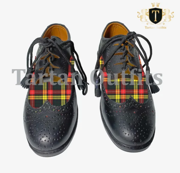 Tartan Ghillie Brogue Kilt Shoes in Black