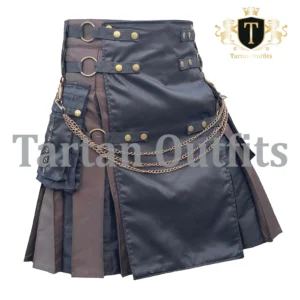 BLACK & BROWN UTILITY KILT