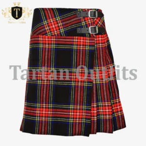 Ladies Kilt in Black Stewart Tartan